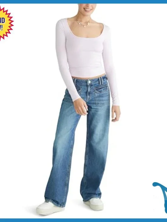 Low-Rise Baggy Wide-Leg Jeans, Recycled Cotton, 32" Inseam - Picture 5 of 5
